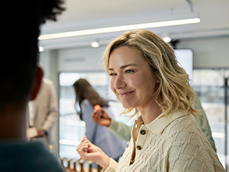 Woman at a corporate event