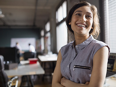 Woman at an office seminar