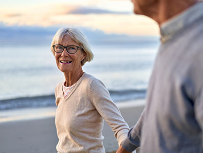 Couple walking on beach