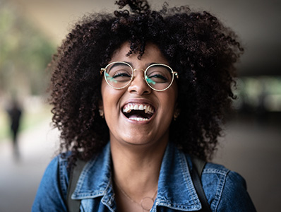 Woman smiling and laughing