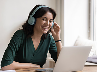 Woman using laptop for a video call