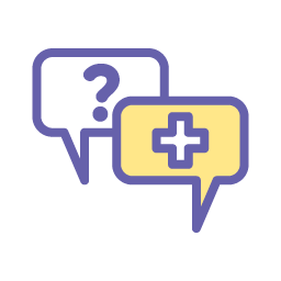 Icon speech bubbles with question mark and medical cross