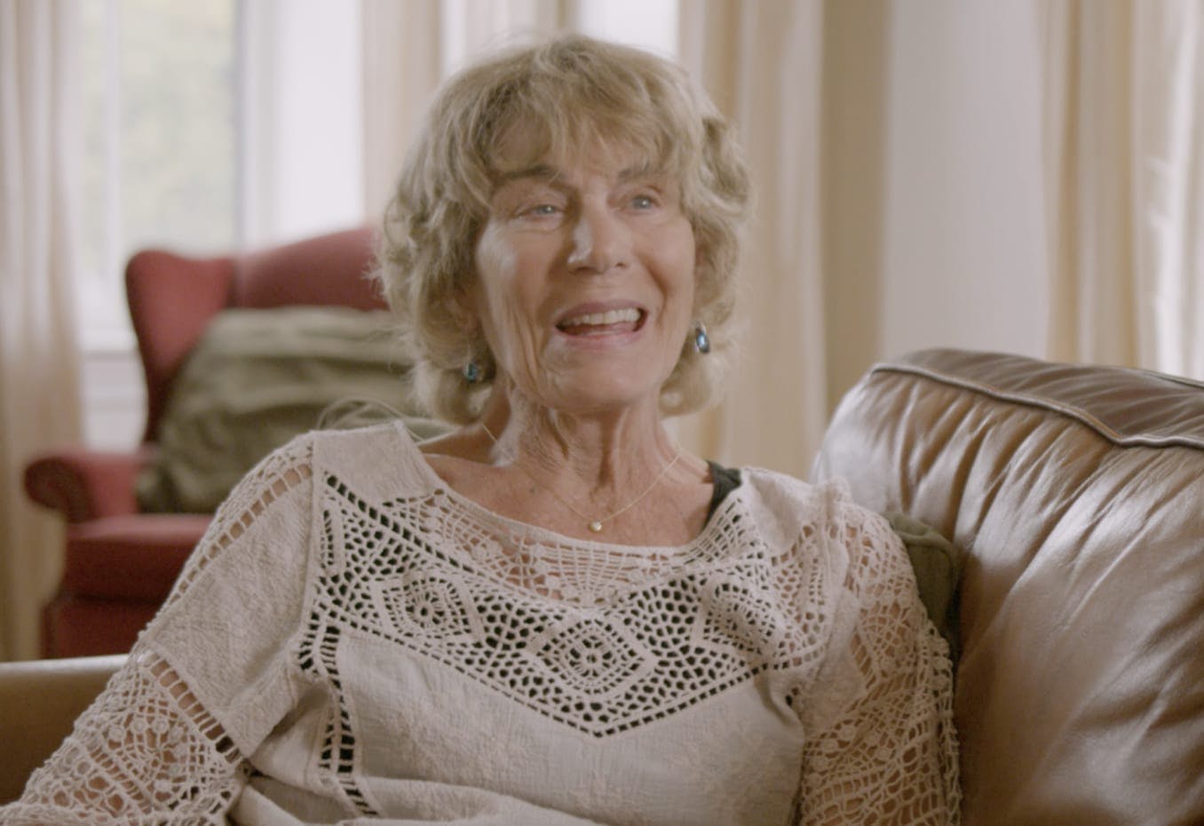 Woman sitting on a couch