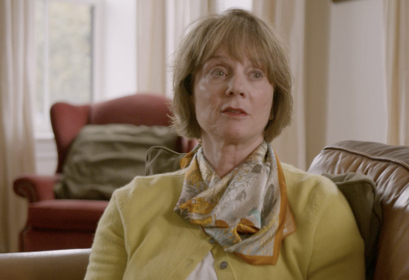 Woman sitting on a couch