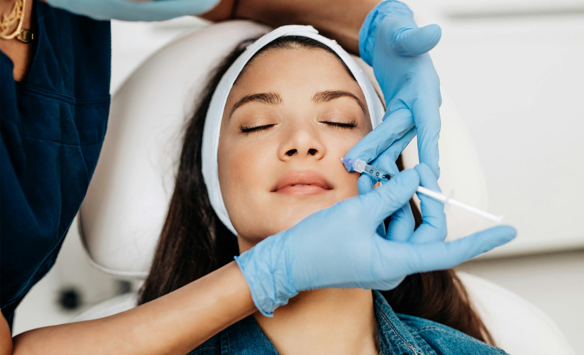 woman getting facial botox