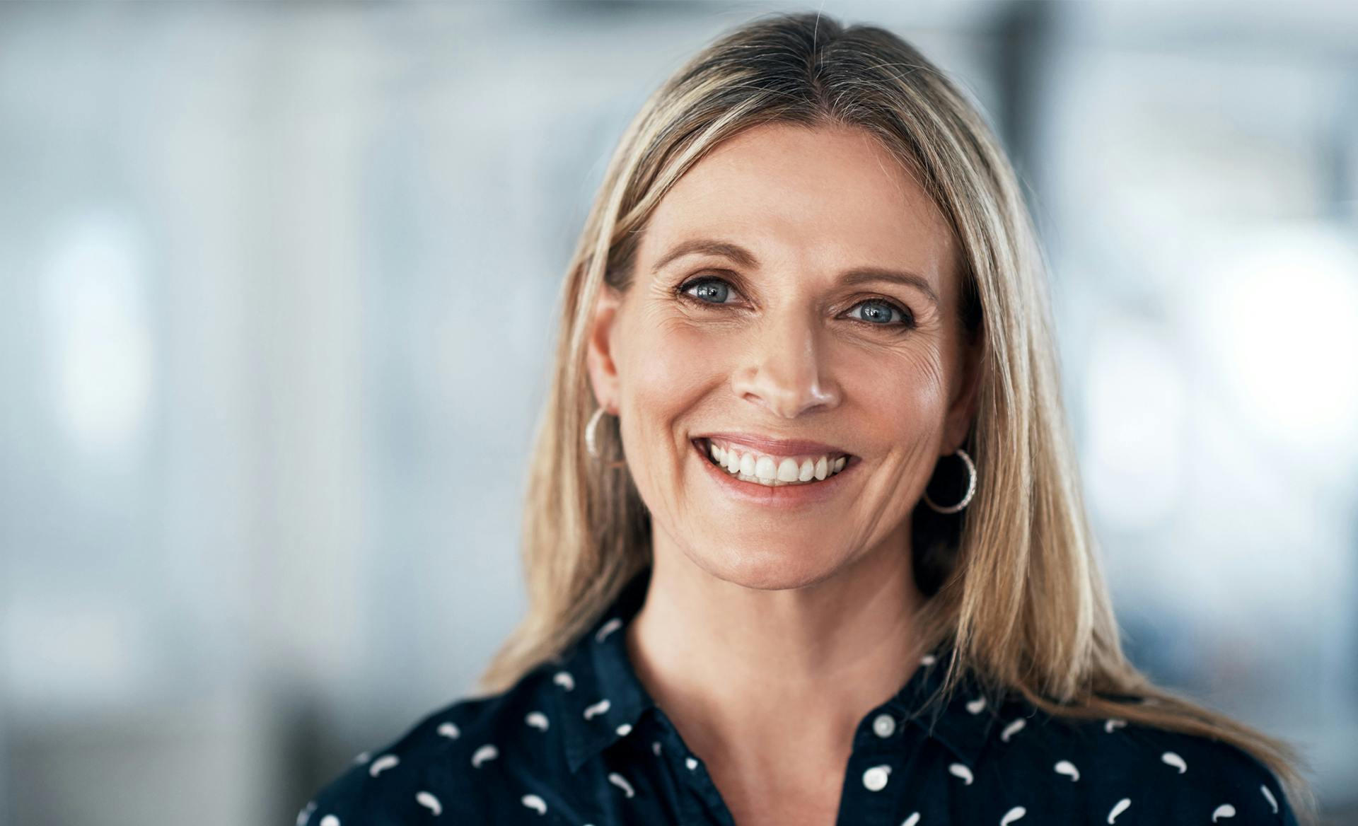 middleaged woman smiling