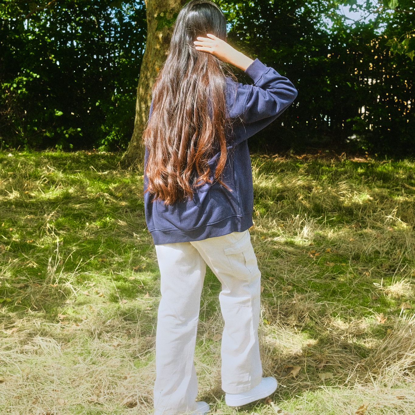 unrecognisable teen girl walking away