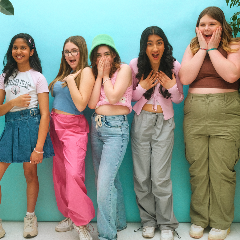 teen girls looking excited