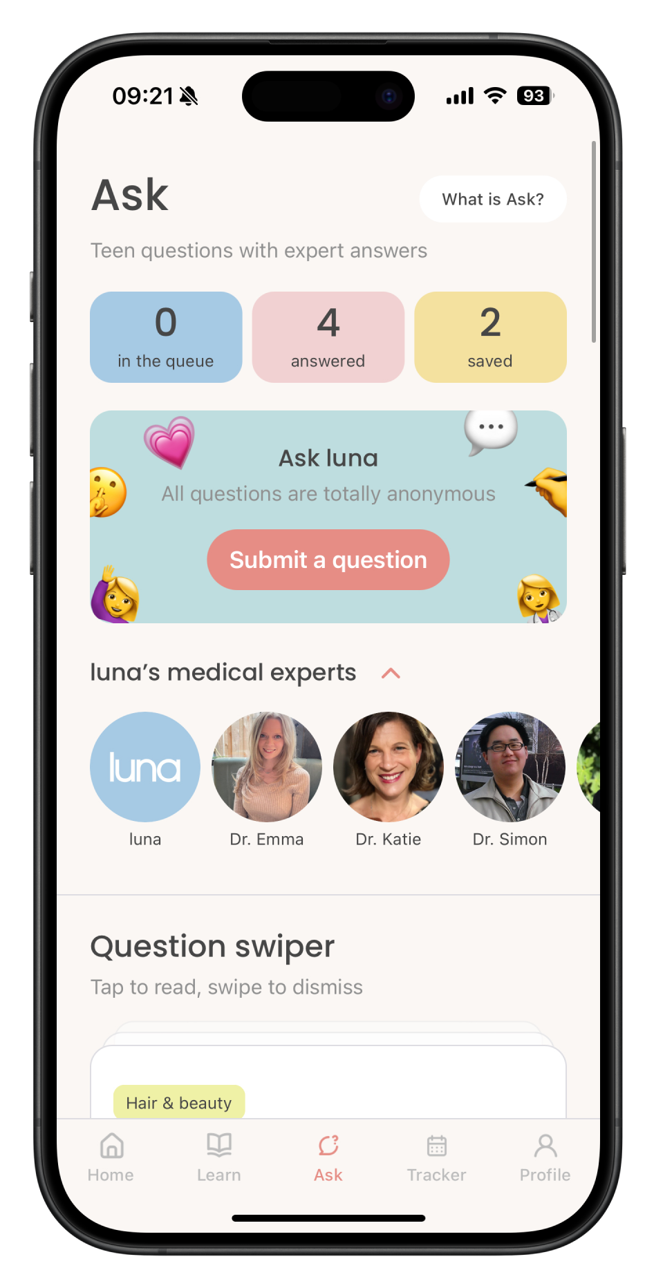 An image of luna's Ask section