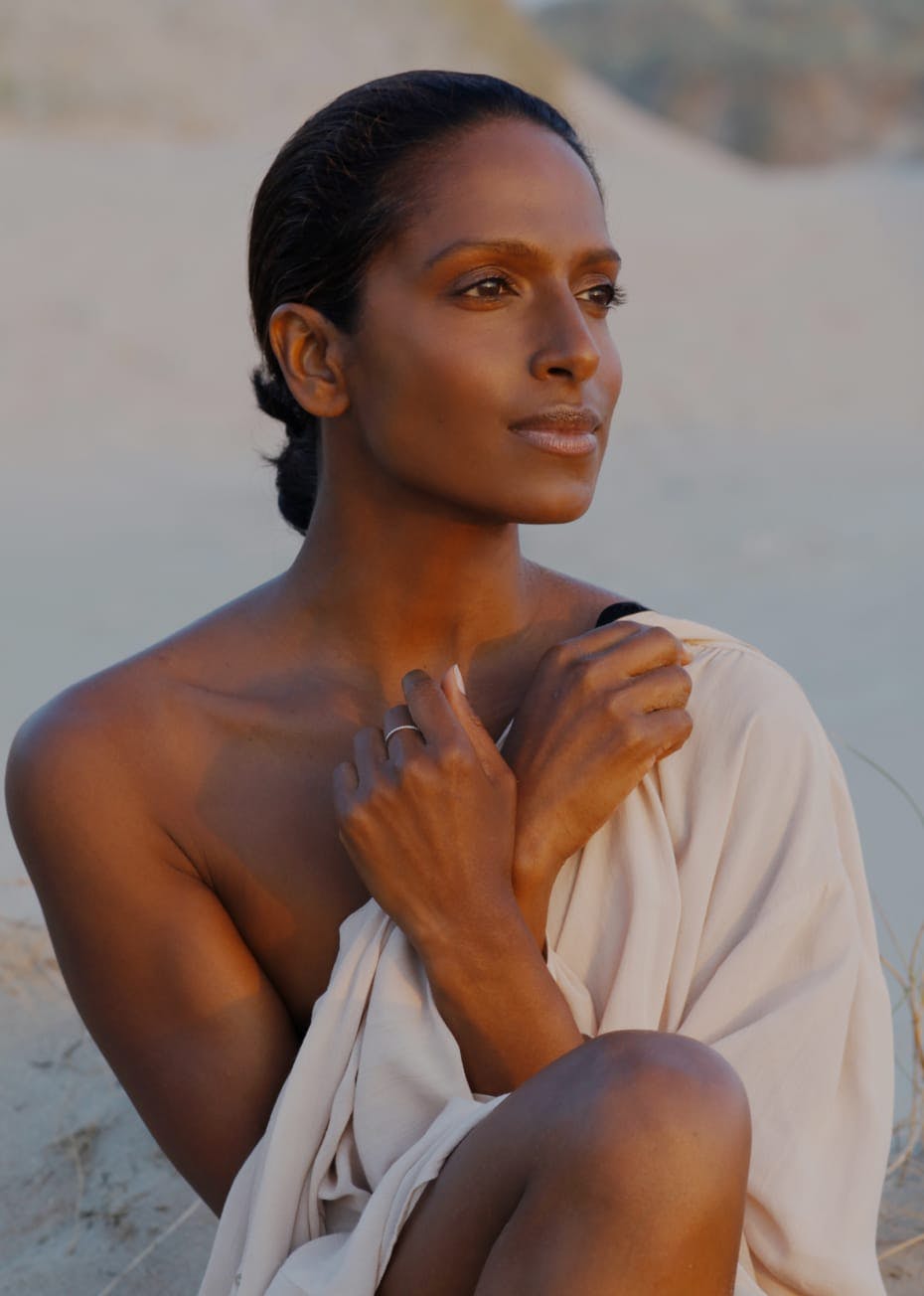 Woman in a towel at the beach