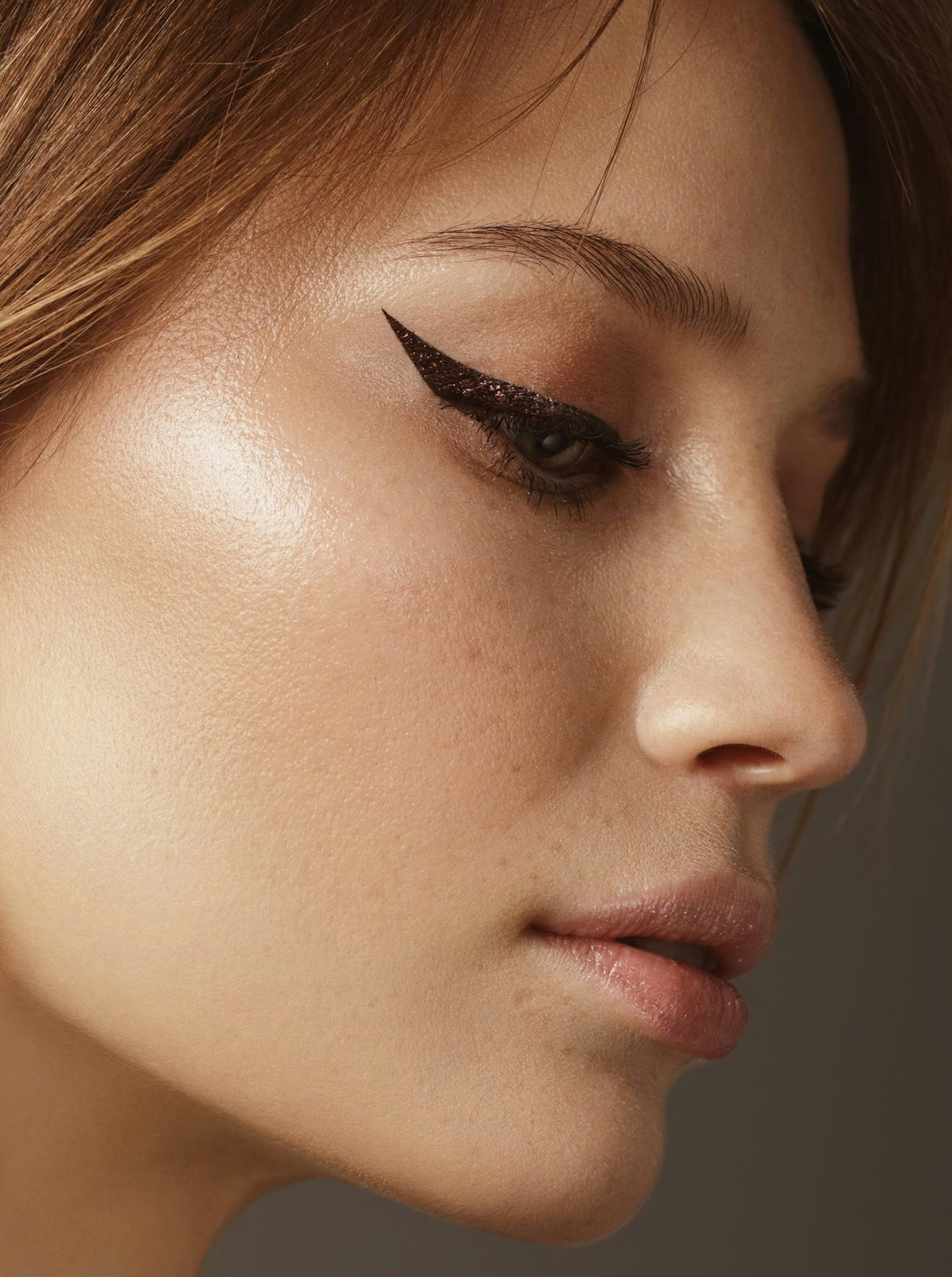 Close up of woman's cheek and nose