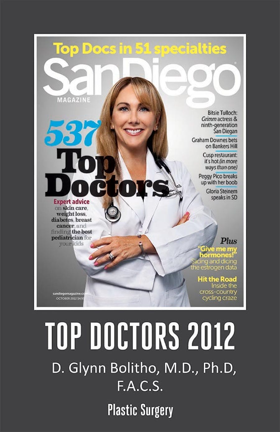 2012 SanDiego Magazine Top Doctors mention Dr. Glynn Bolitho