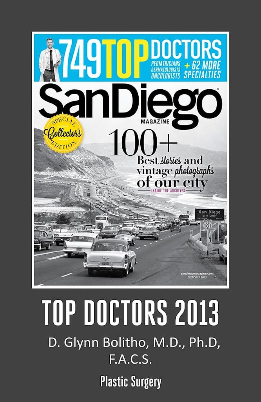 2013 SanDiego Magazine Top Doctors mention Dr. Glynn Bolitho