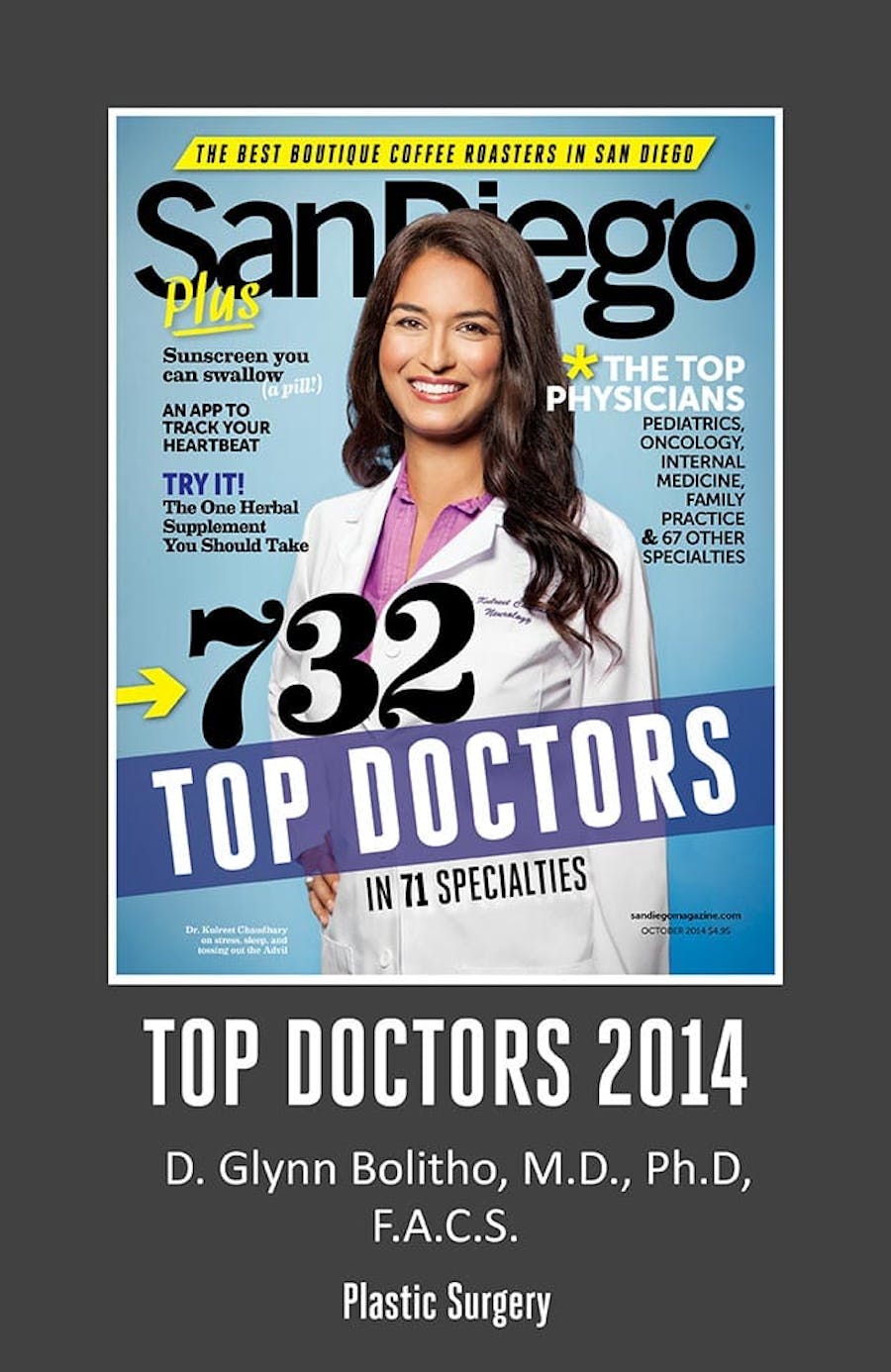 2014 SanDiego Magazine Top Doctors mention Dr. Glynn Bolitho