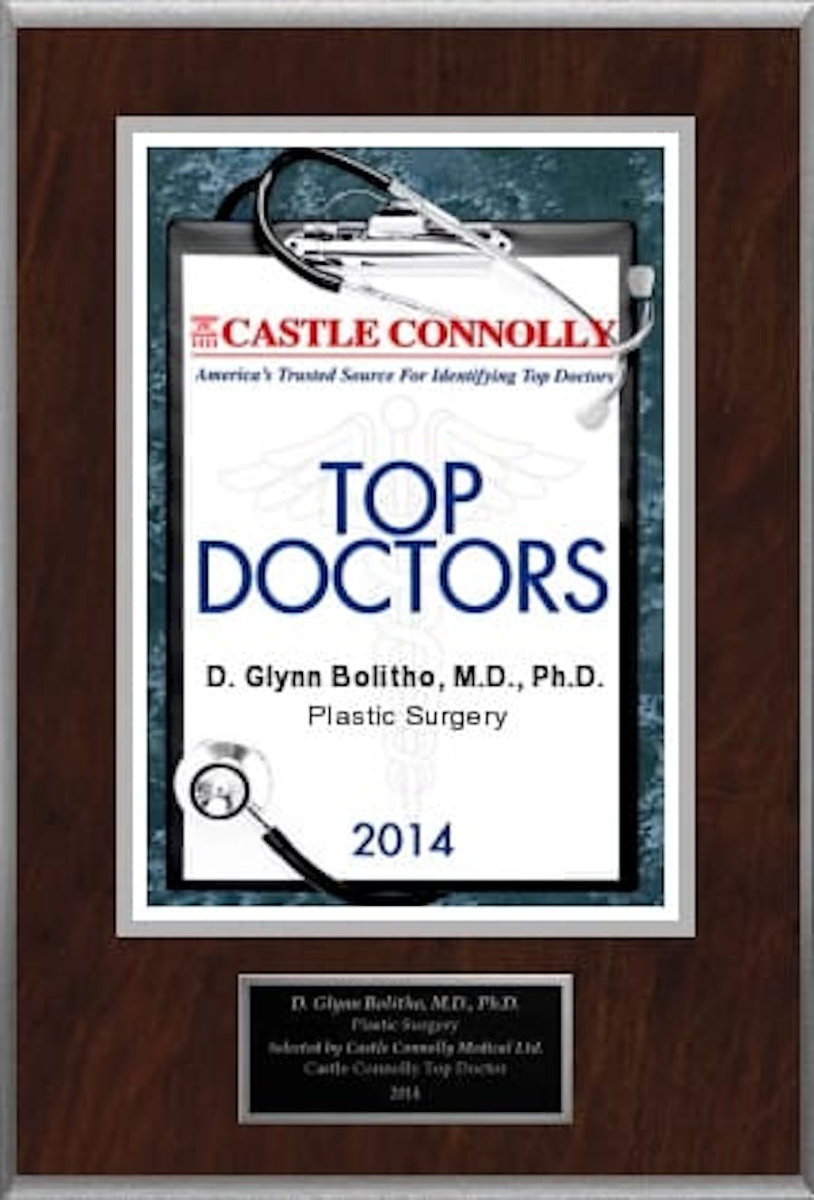 2014 Castle Connolly Top Doctors award Dr. Glynn Bolitho