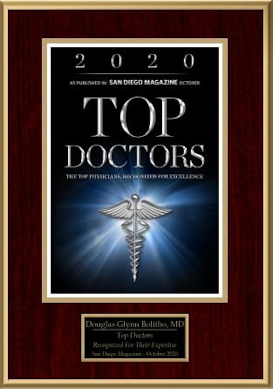 2020 SanDiego Magazine Top Doctor award Dr. Glynn Bolitho