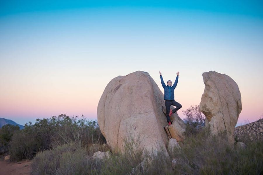 Person standing on rock at Rancho La Puerta