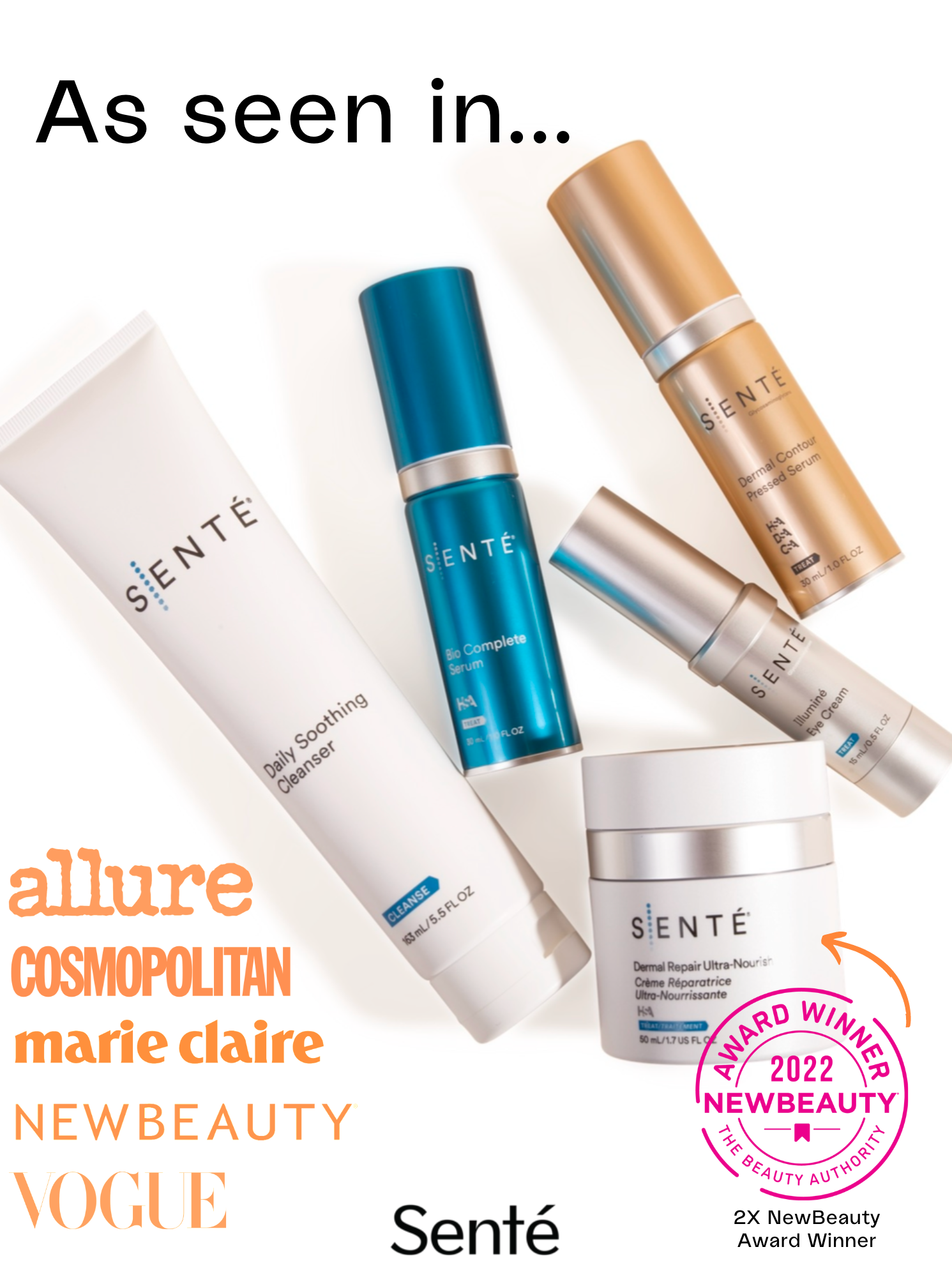 Sente skincare products promotion