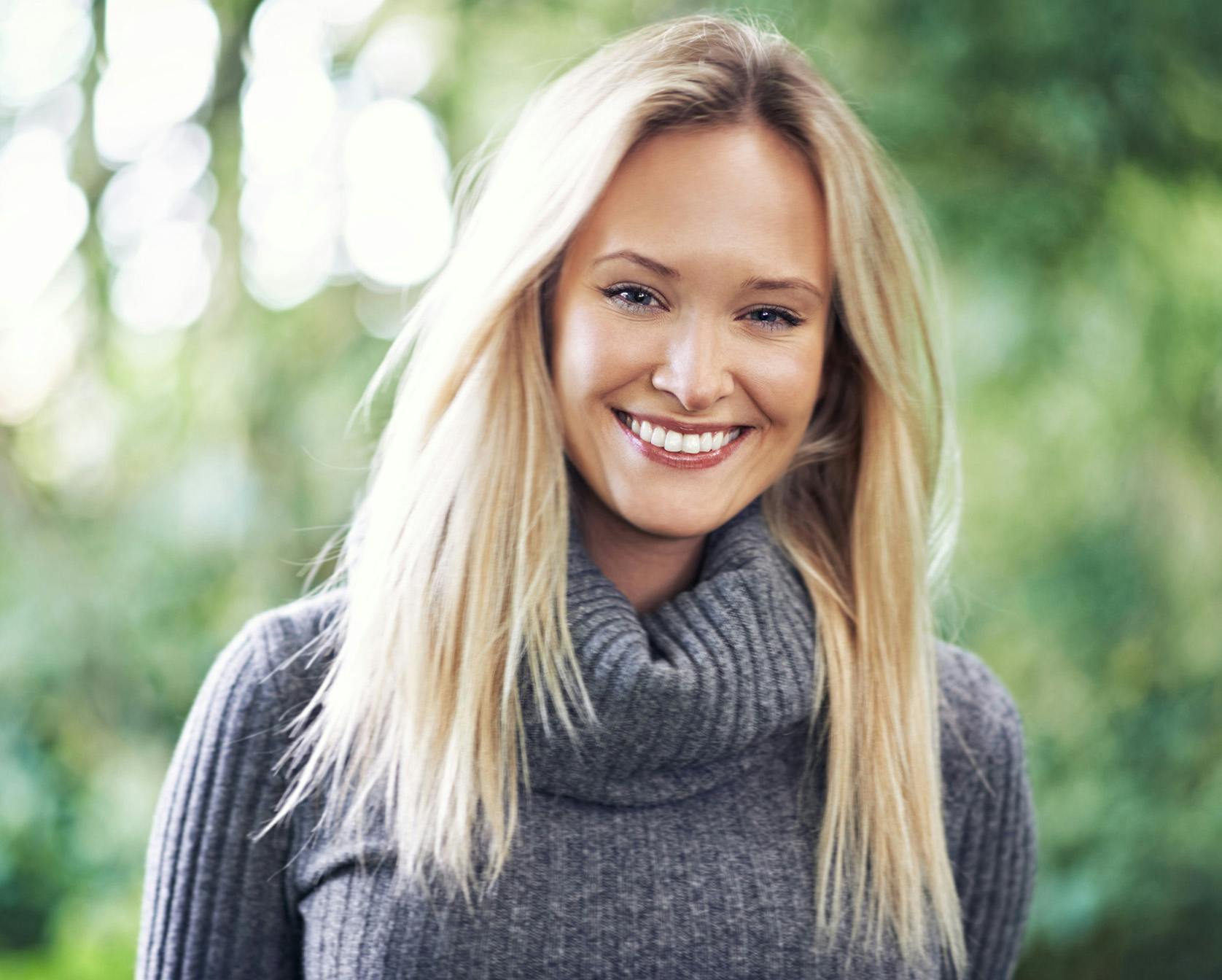 Blonde woman smiling