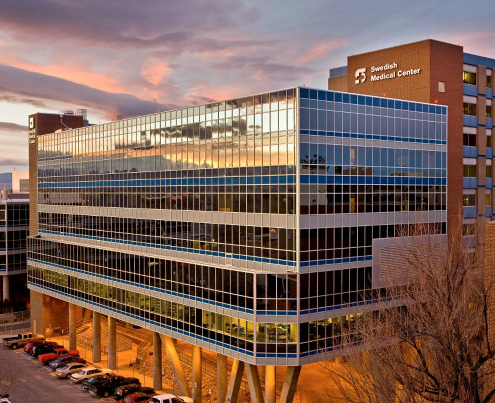 Swedish Medical Center building in sunset