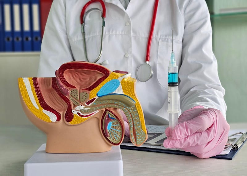 doctor with male anatomy demonstration