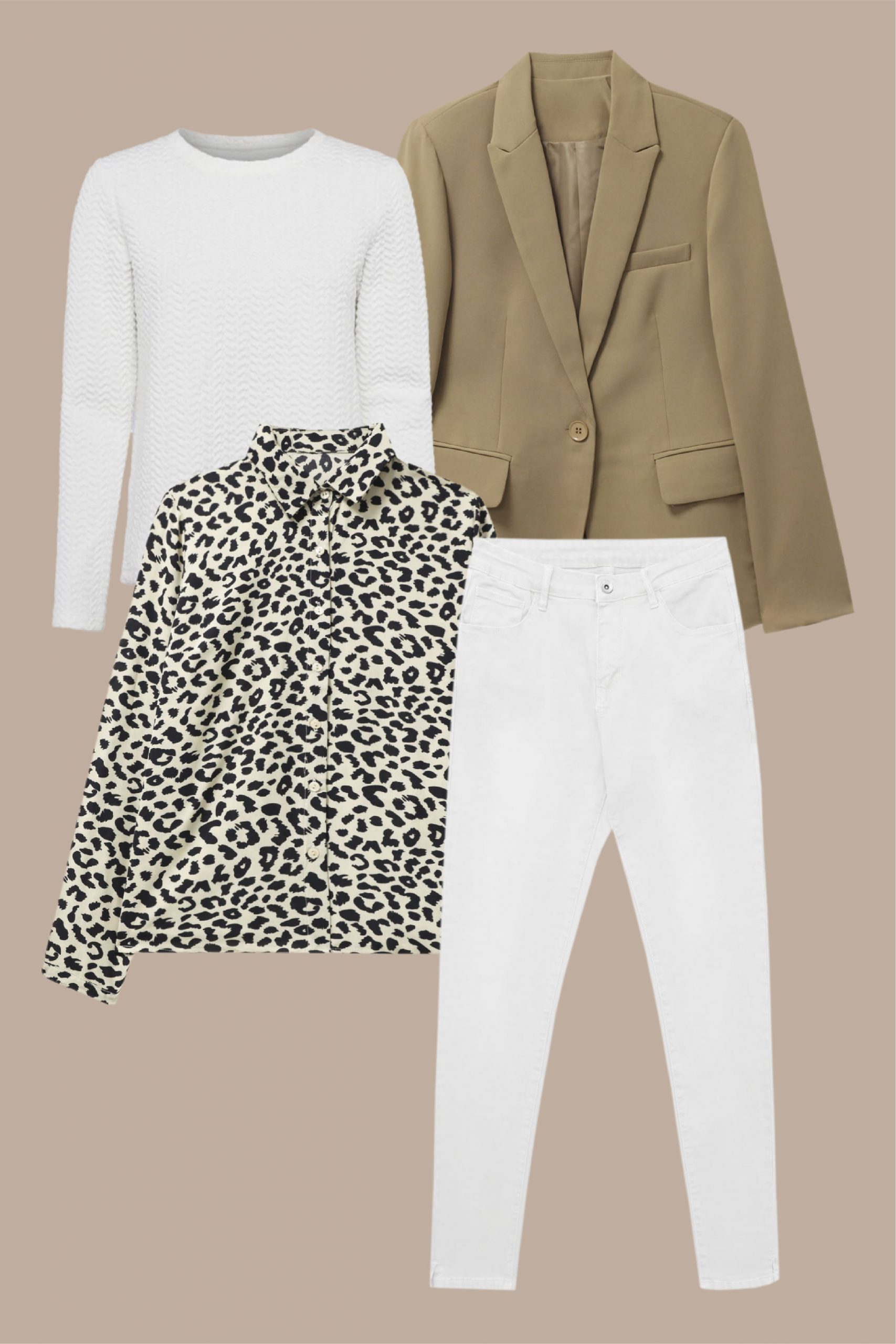 look with white and camel