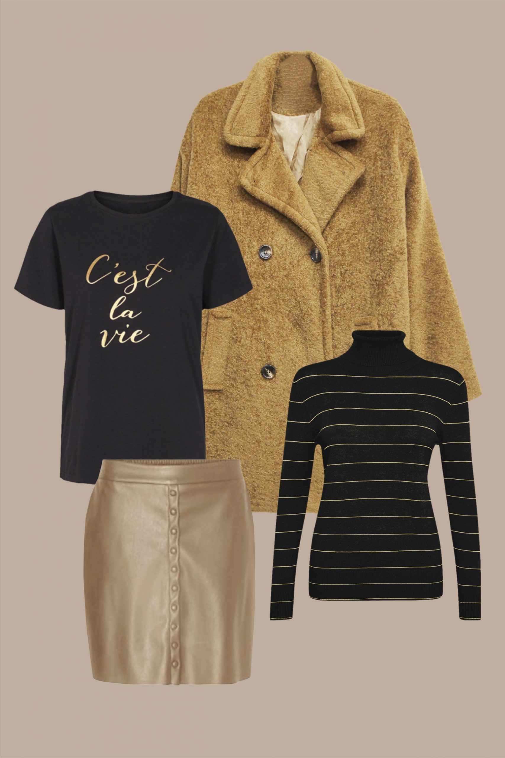 camel and black look