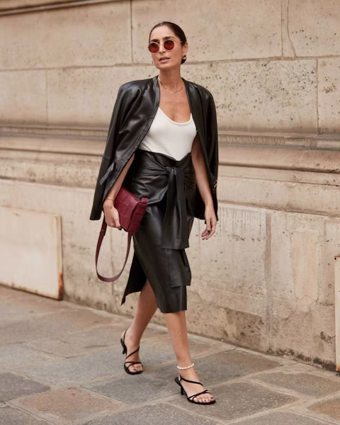 How to pair a faux leather skirt this Autumn