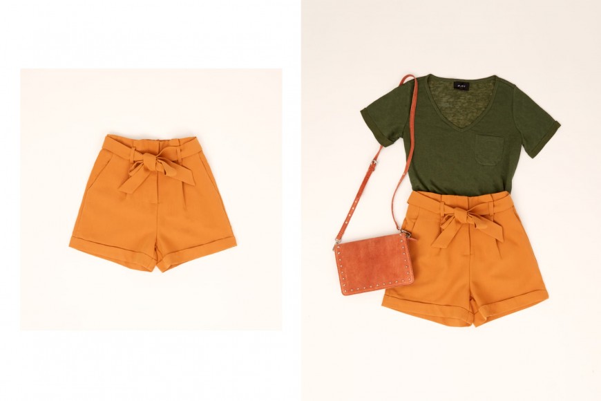 Look con shorts altos y camiseta básica