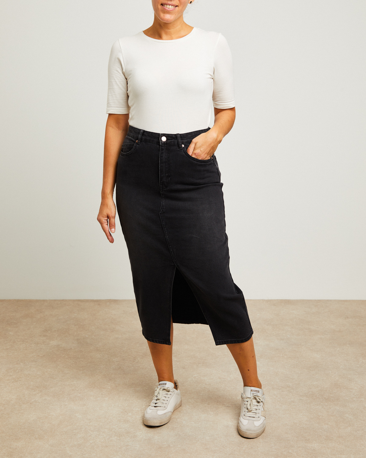 Falda Denim Outfit Falda Negra Larga Outfit Falda Jean Negra