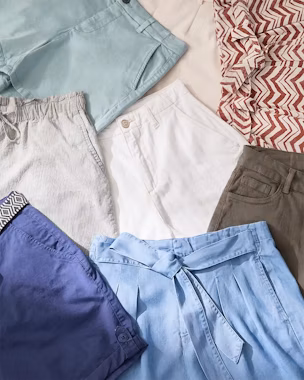 Various trousers in modern colours, patterns and cuts