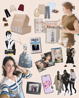 Collage illustrant l’évolution du personal stylist, des cours royales à l’ère numérique de la mode.