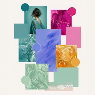 La paleta de colores de tendencia Pantone 2026 se complementa con tonos enérgicos y naturales. Transformative Teal, Electric Fuchsia, Burnished Lilac Amber Haze y el fresco y refrescante Aquamarine