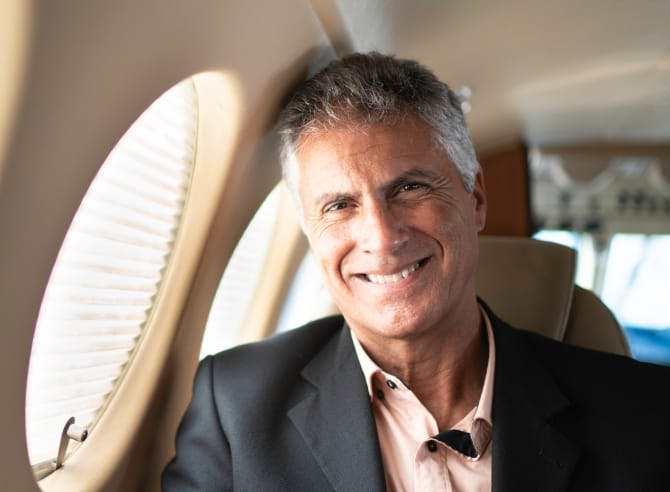 Man sitting in a plane