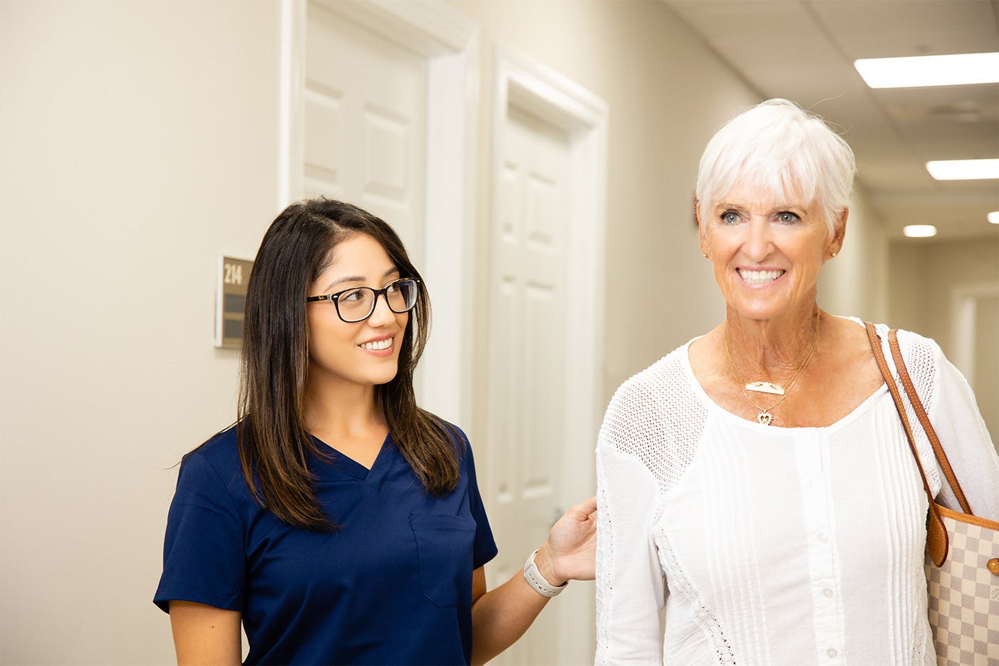 walking patient down hallway