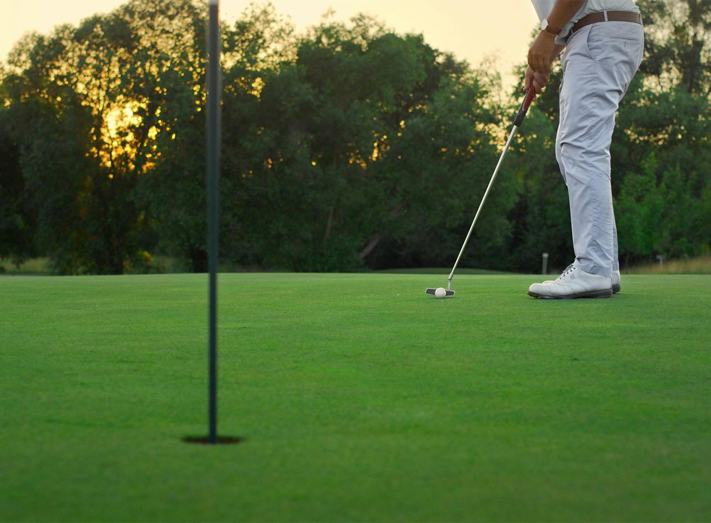 lined up for the perdect putt