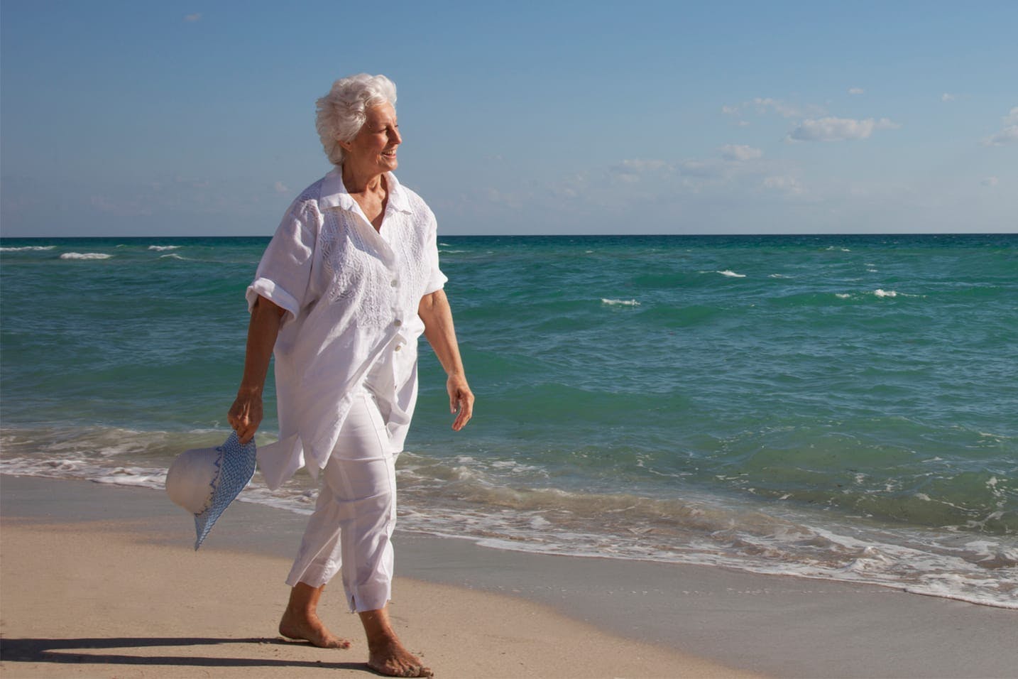 Woman walking on the beach