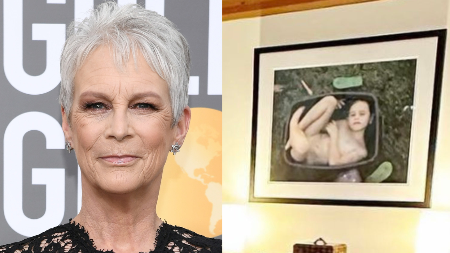 Jamie Lee Curtis Posts A Picture Of A Naked Child Stuffed Inside A Plastic Bin Hanging On Her Wall, And People Are Now Saying She Has "Strong Epstein Vibes"