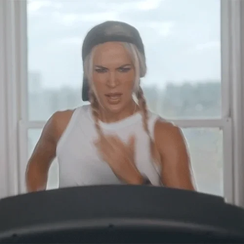Animated GIF showing someone exercising with online video