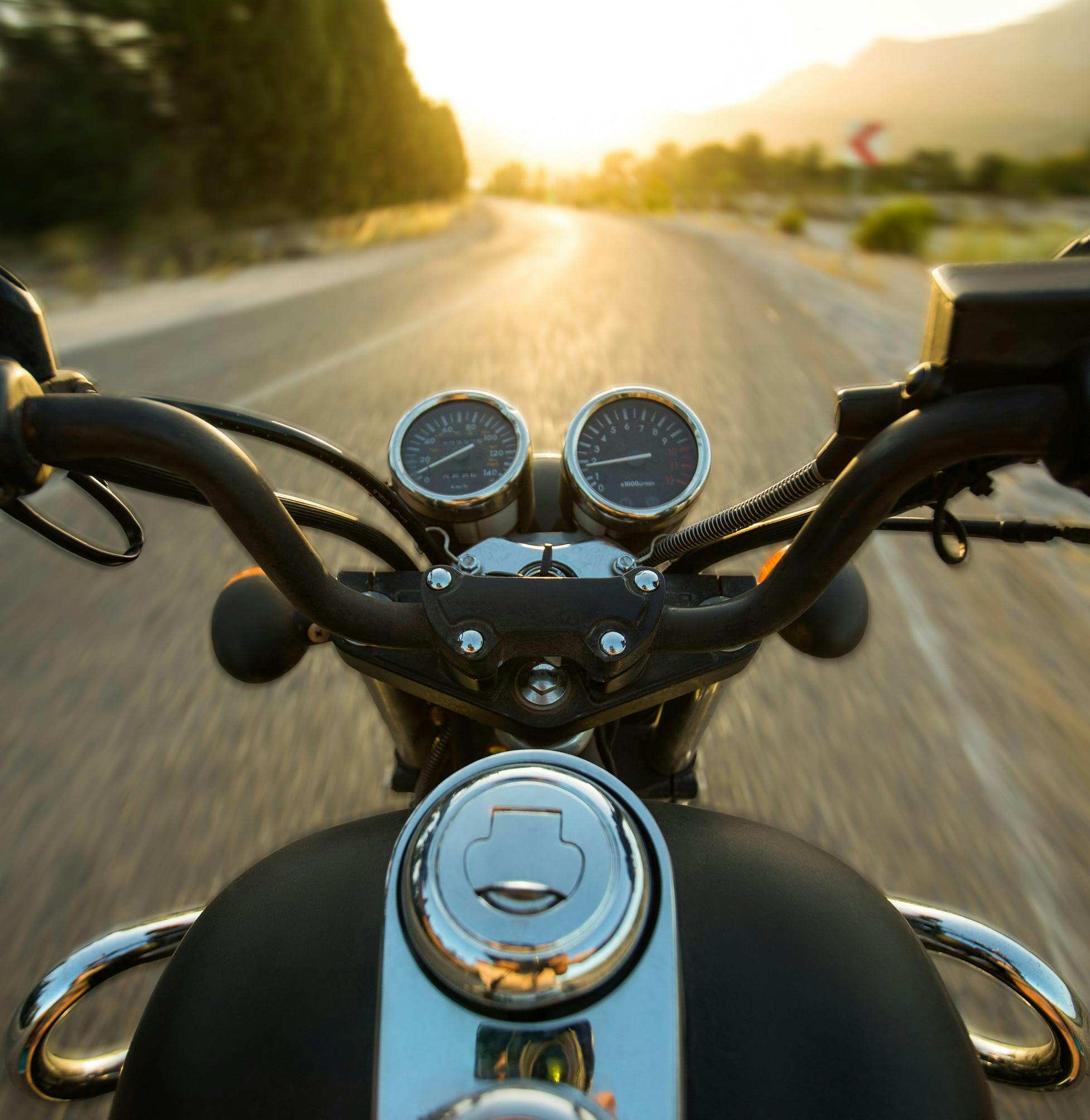 Motorcycle going down the road