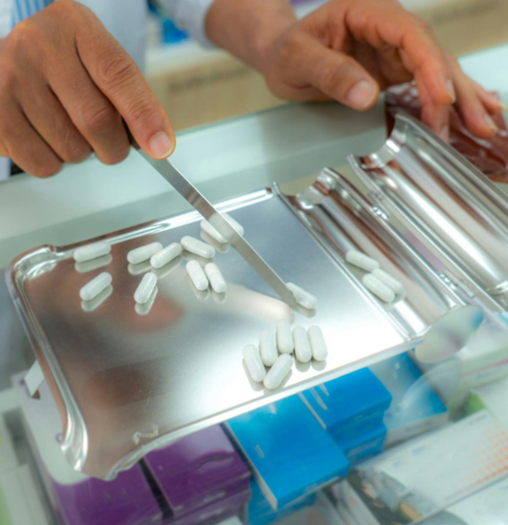 Pills being counted in a pharmacy