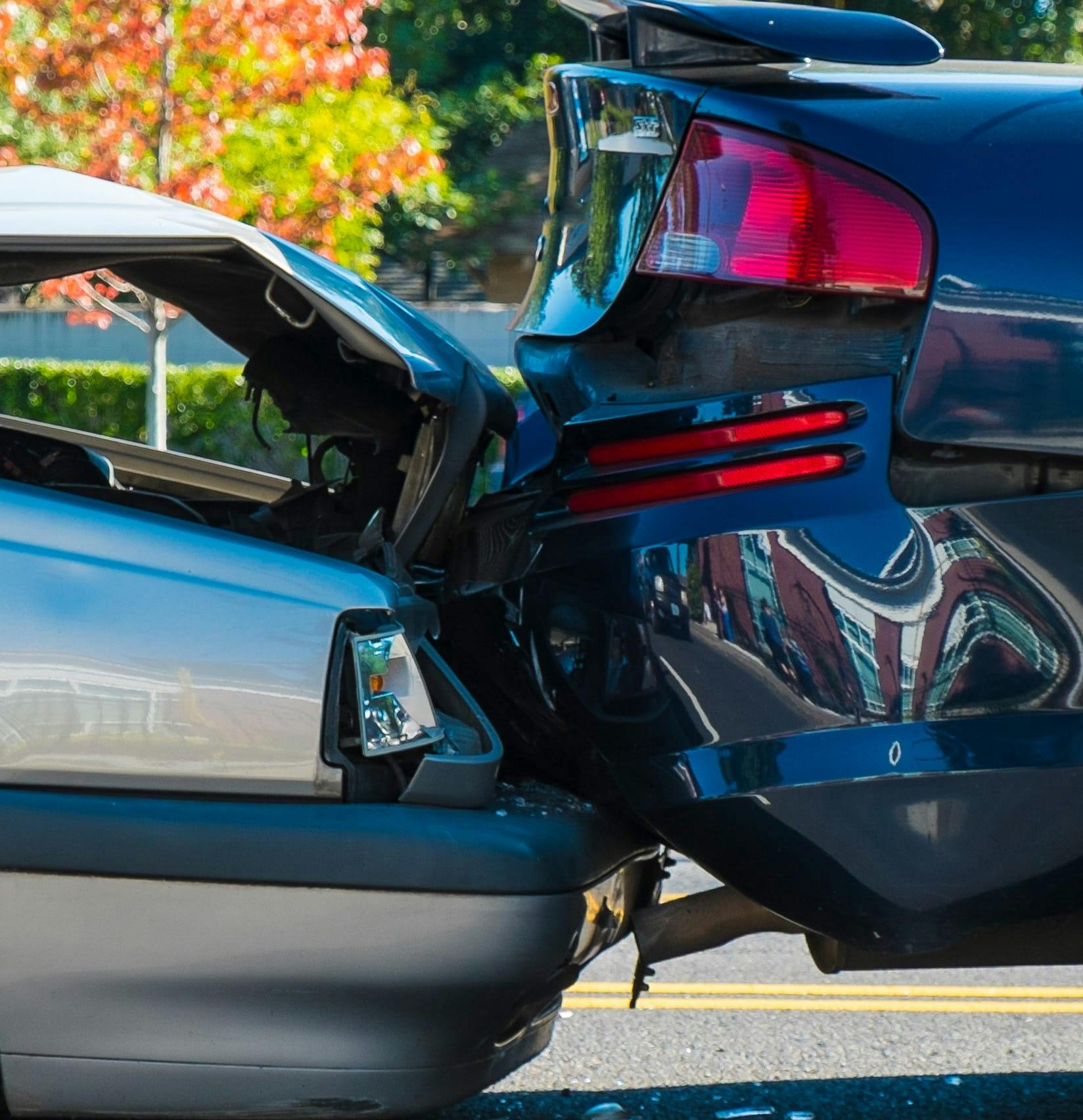 Two cars crashed into each other