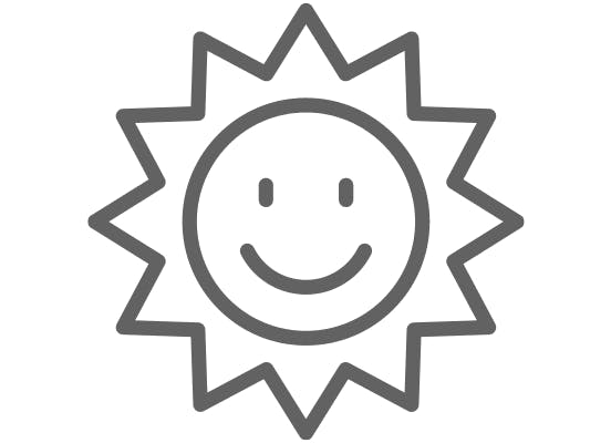 Sun icon in black and white.