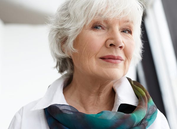 woman with short grey hair