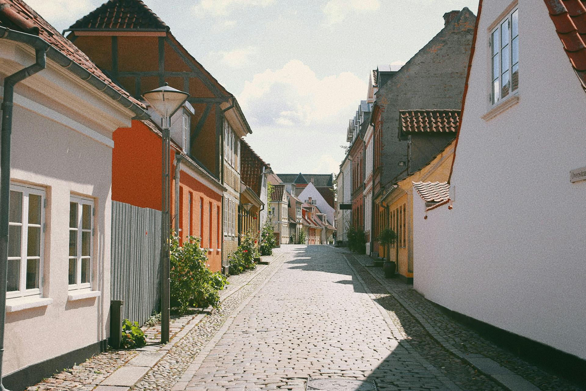 Gågade med gamle huse