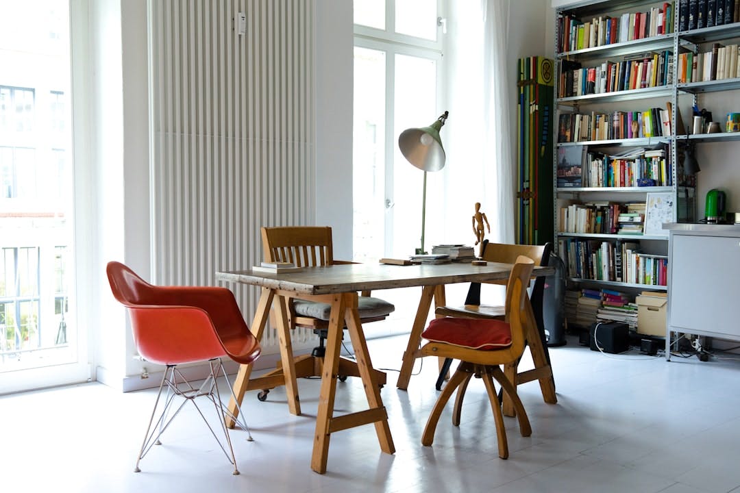 Modern apartment interior with kitchen and living area.