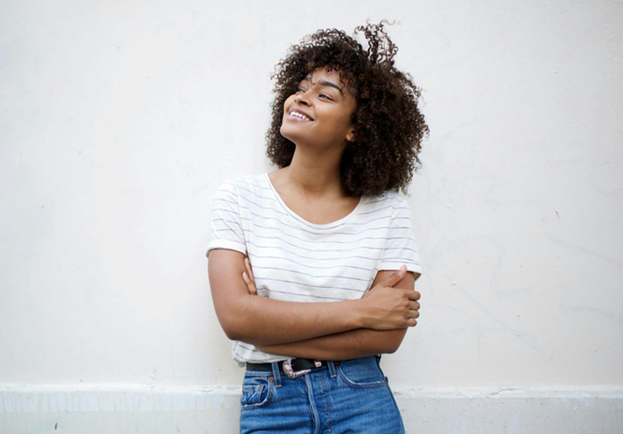 woman in a striped shirt