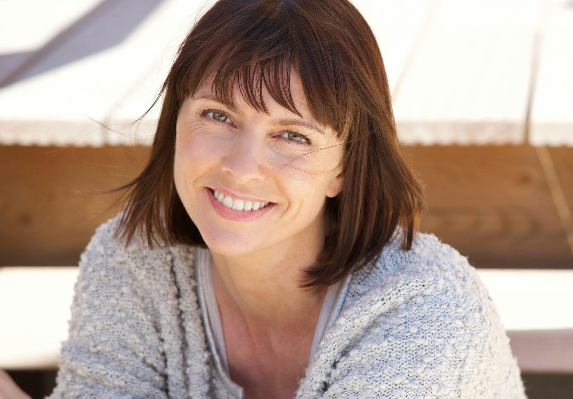 Woman with short brown hair