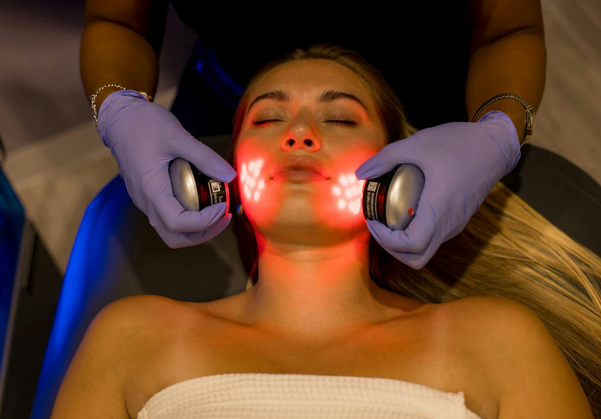 Woman receiving laser treatment