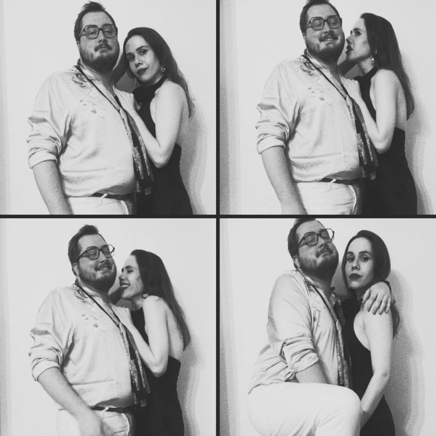 Štiri črno-bele portretne fotografije avtorjev pogovorov iz prispevka